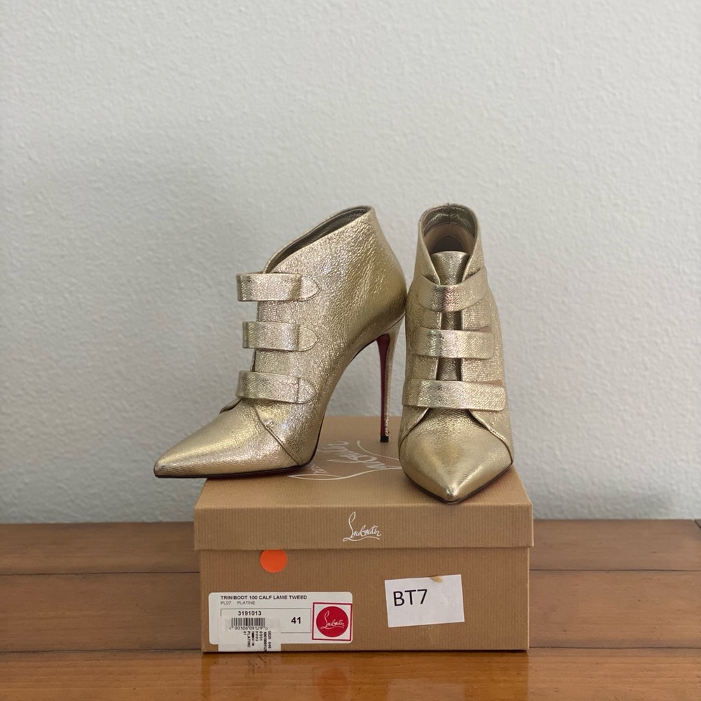 Louboutin triniboot 11 Calf Lame Tweed